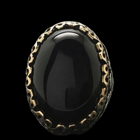 COPY - Silver tone ring oval black stone multi sizes - Picture 7 of 8